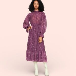 SEA New York Alexis Virgin Wool Gauze Purple Maxi Dress